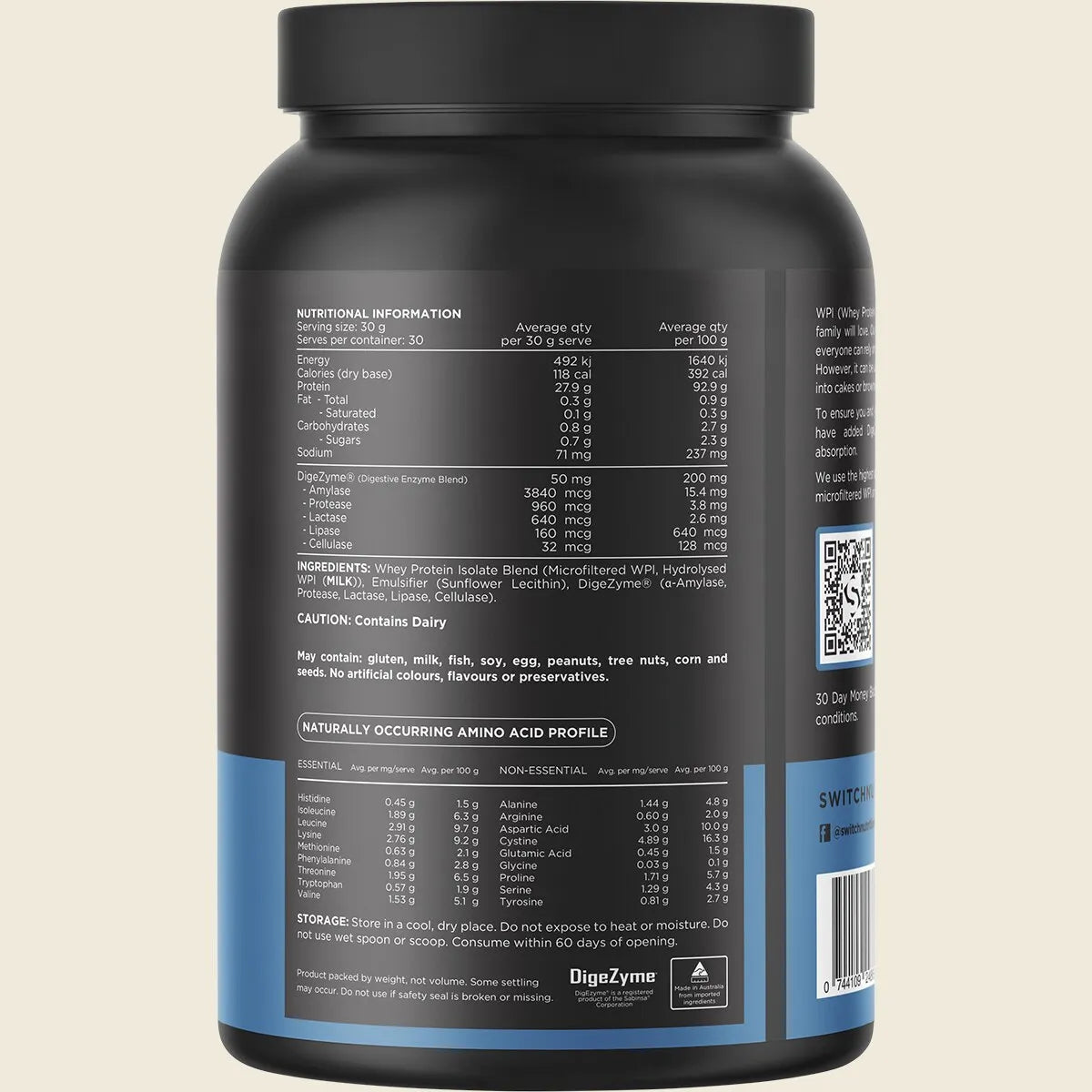 Switch Nutrition WPI Protein - 900g (30 Serves) - Unflavoured