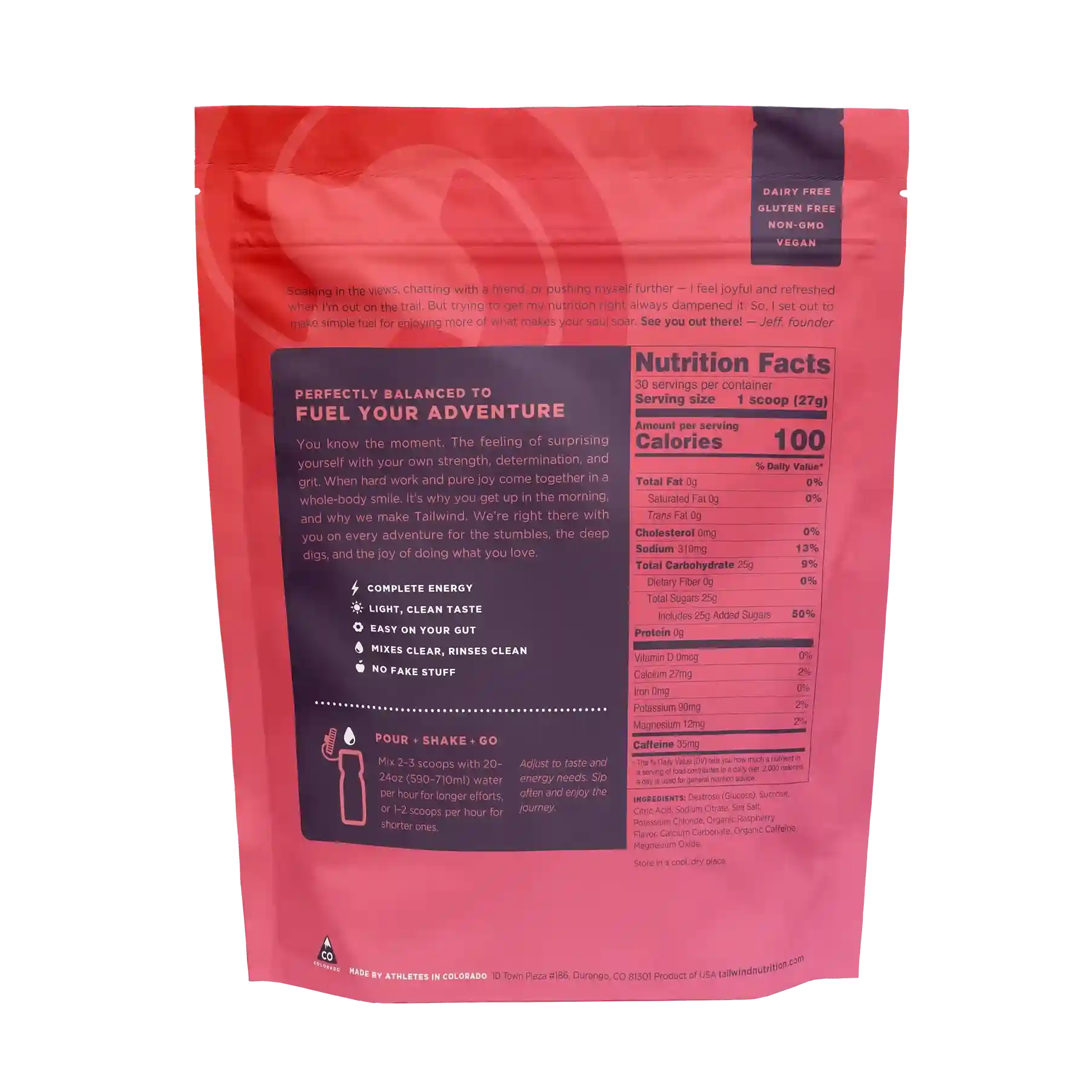 Tailwind Endurance Fuel Caffeinated - Raspberry - 30 Serves