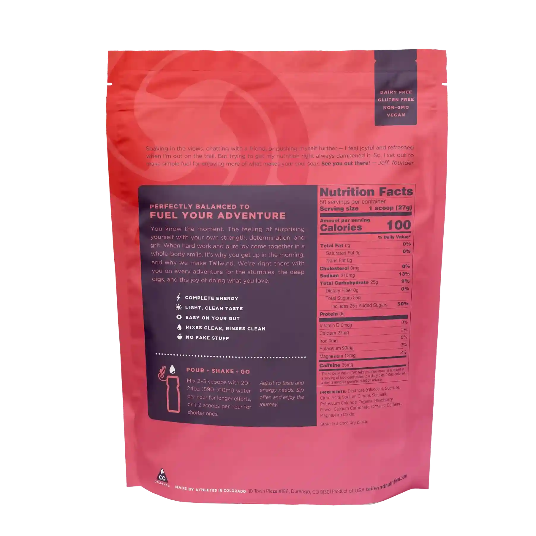 Tailwind Endurance Fuel Caffeinated - Raspberry - 50 Serves
