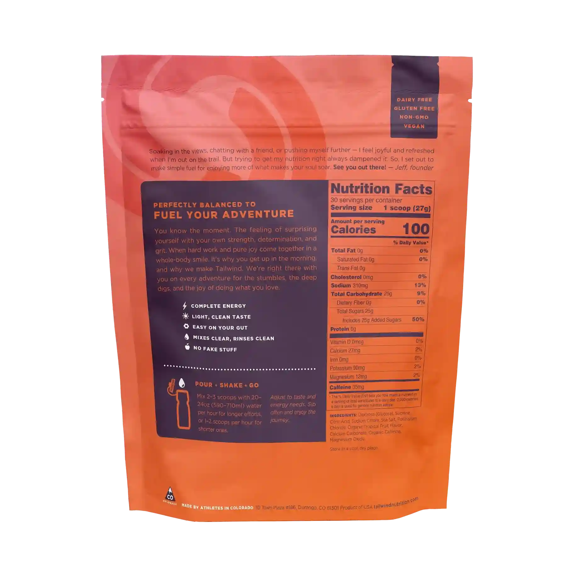 Tailwind Endurance Fuel Caffeinated - Tropical - 30 Serves