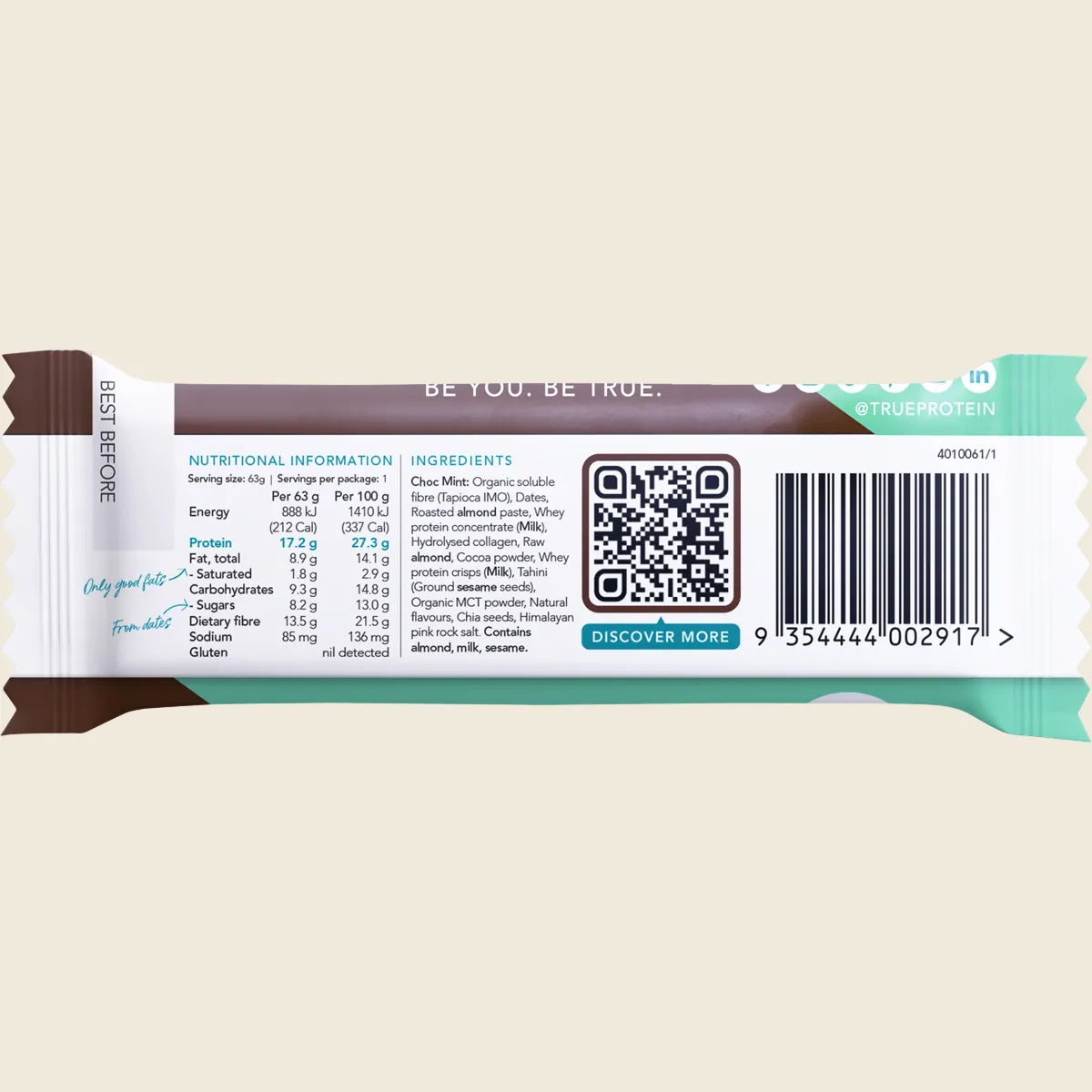 True Protein Bar - Choc Mint - 63g (Single)