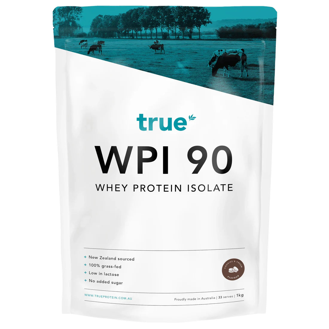 True WPI 90 Whey Protein Isolate - Cookies & Cream - 1kg (33 Serves)