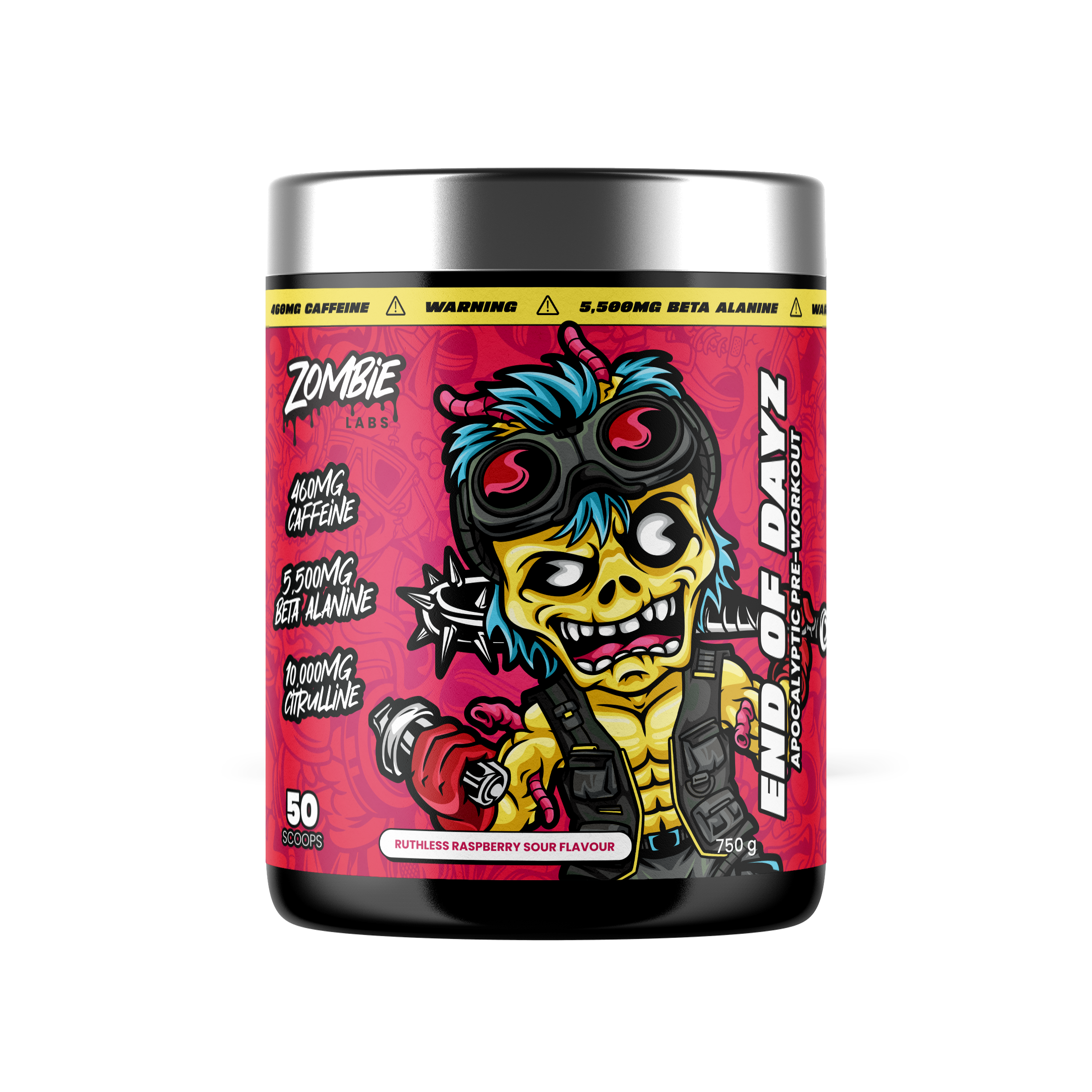 Zombie Labs End of Dayz Pre-Workout - 750g (50 Scoops) - Ruthless Raspberry Sour