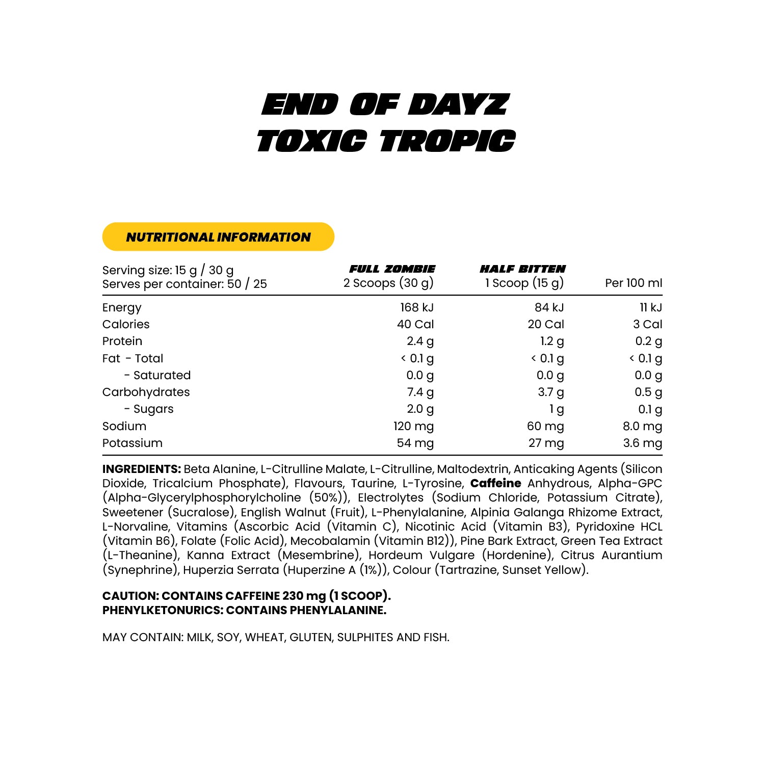 Zombie Labs End of Dayz Pre-Workout - 750g (50 Scoops) - Ruthless Raspberry Sour