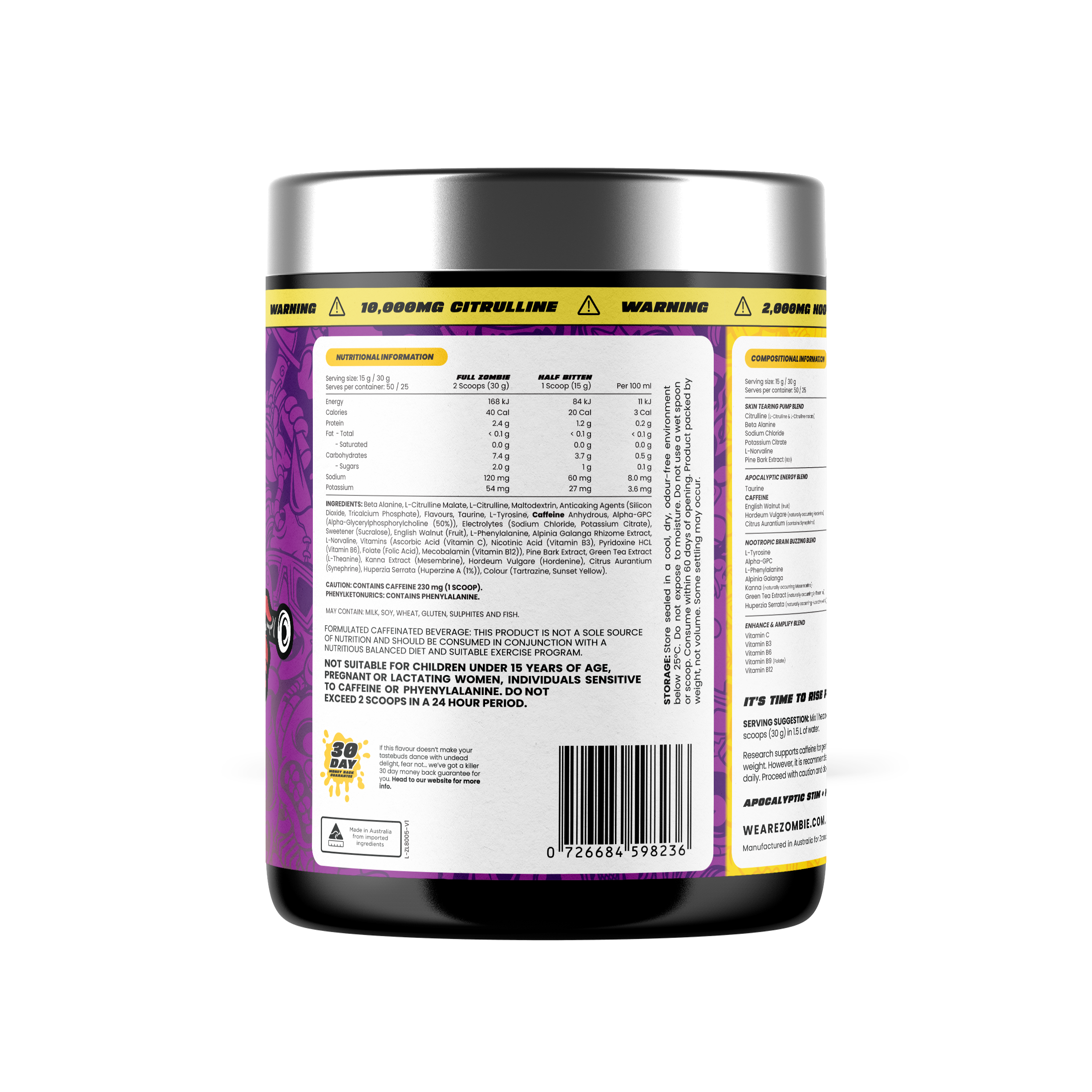 Zombie Labs End of Dayz Pre-Workout - 750g (50 Scoops) - Toxic Tropic