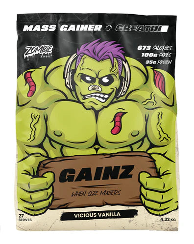 Zombie Labs Gainz Mass Gainer + Creatine - Vicious Vanilla - 4.32kg