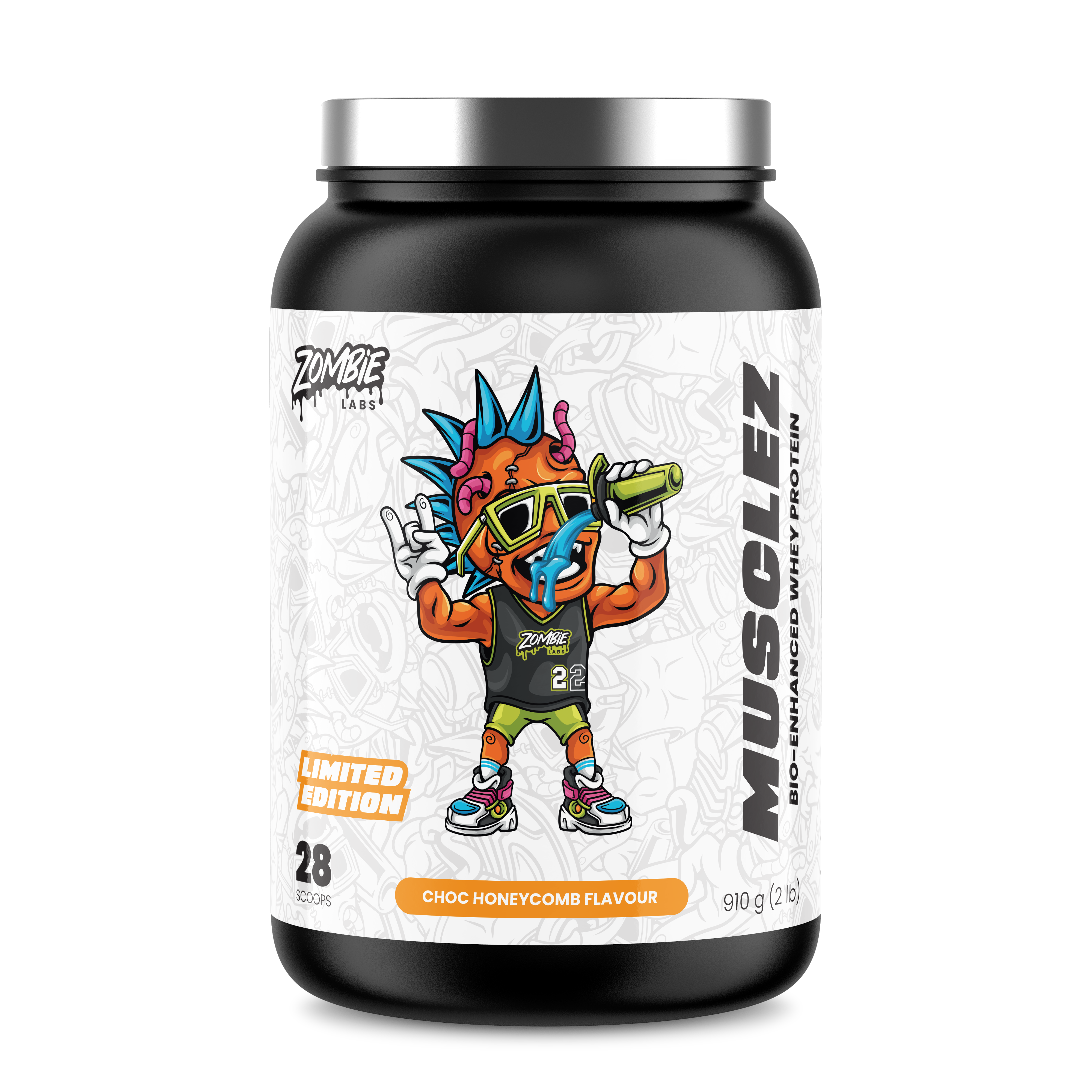 Zombie Labs Musclez Bio-Enhanced Whey Protein - 910g (28 Scoops) - Choc Honeycomb