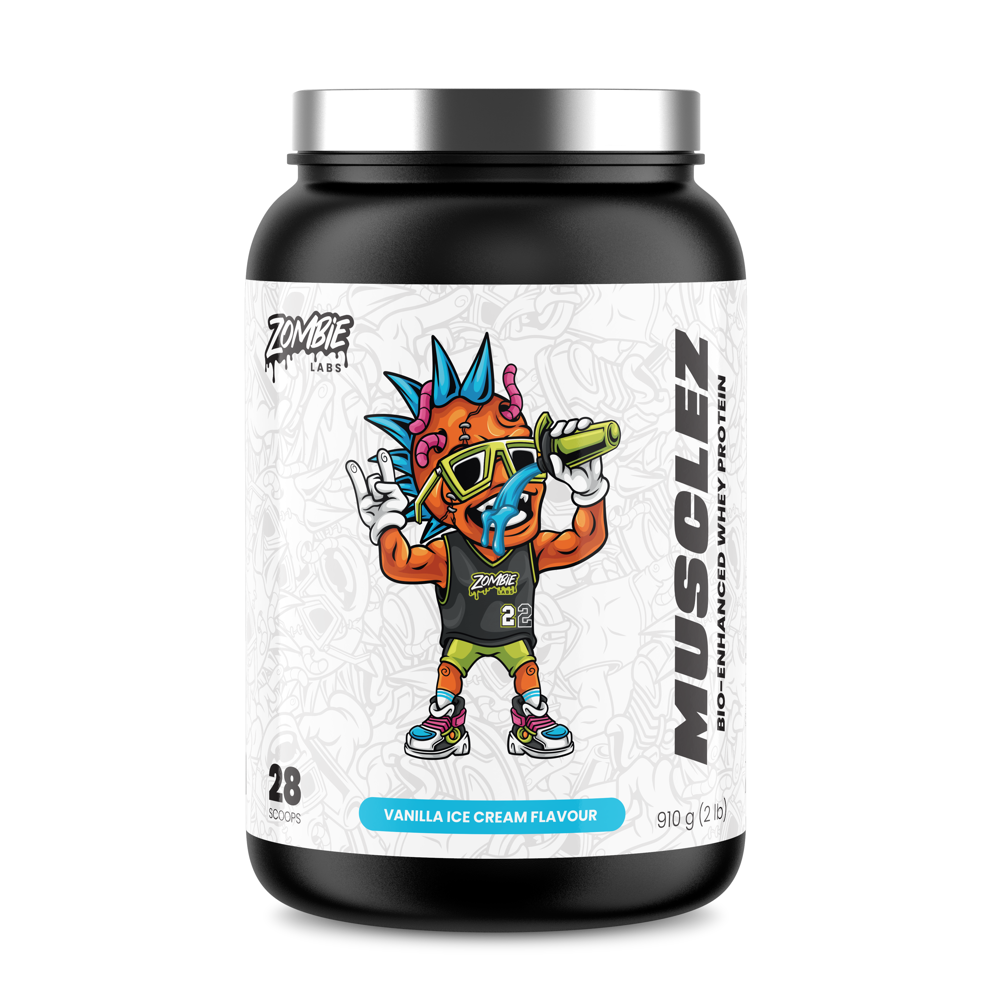 Zombie Labs Musclez Bio-Enhanced Whey Protein - 910g (28 Scoops) - Vanilla Ice Cream