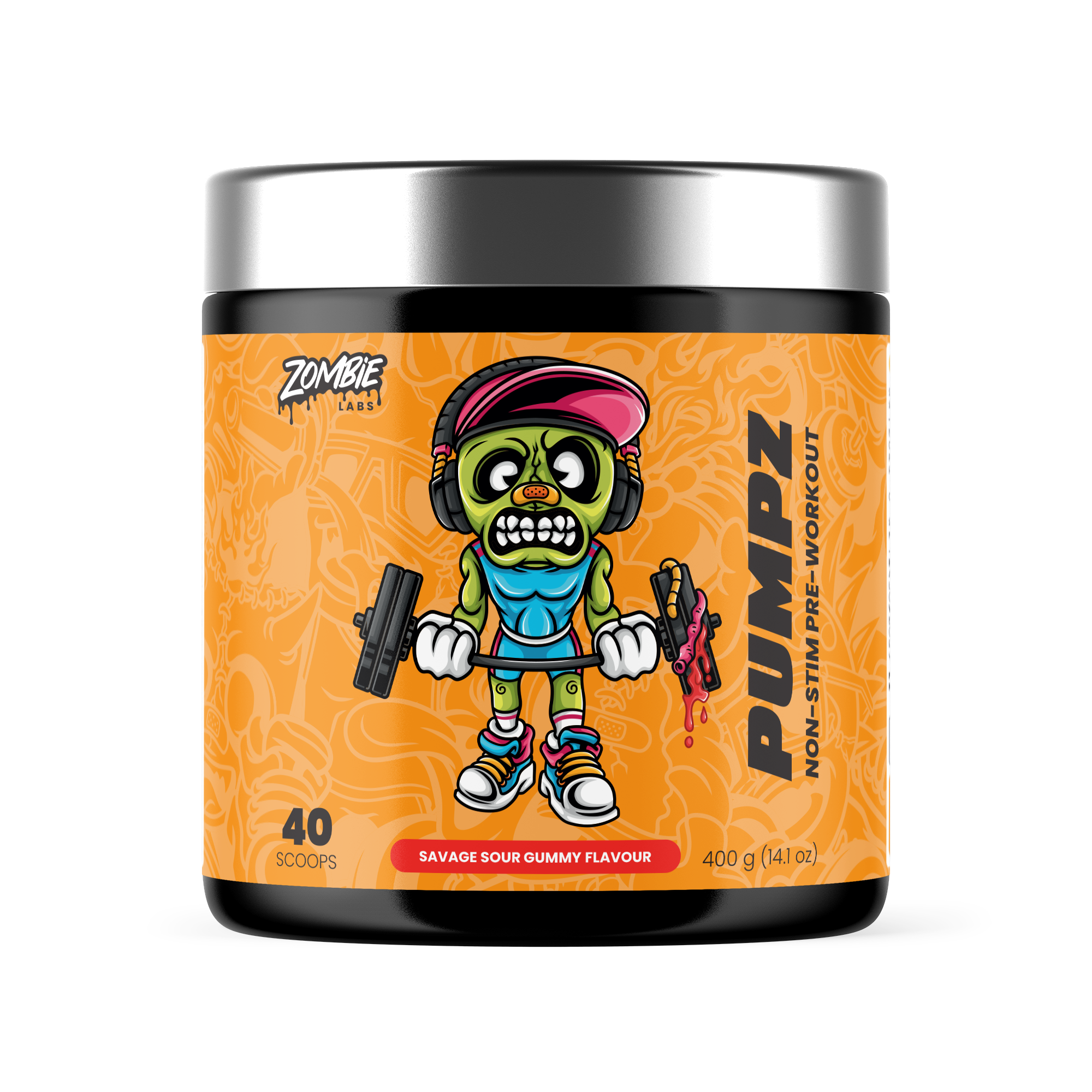 Zombie Labs Pumpz Non-Stim Pre-Workout - 400g (40 Scoops) - Sour Gummy